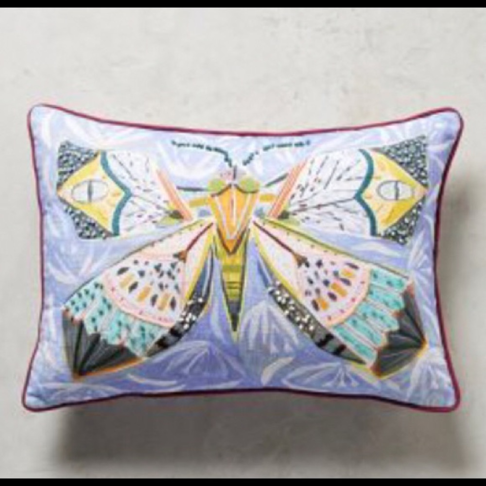 Anthropologie Painted Fauna Pillow (Butterfly).  NWOT.